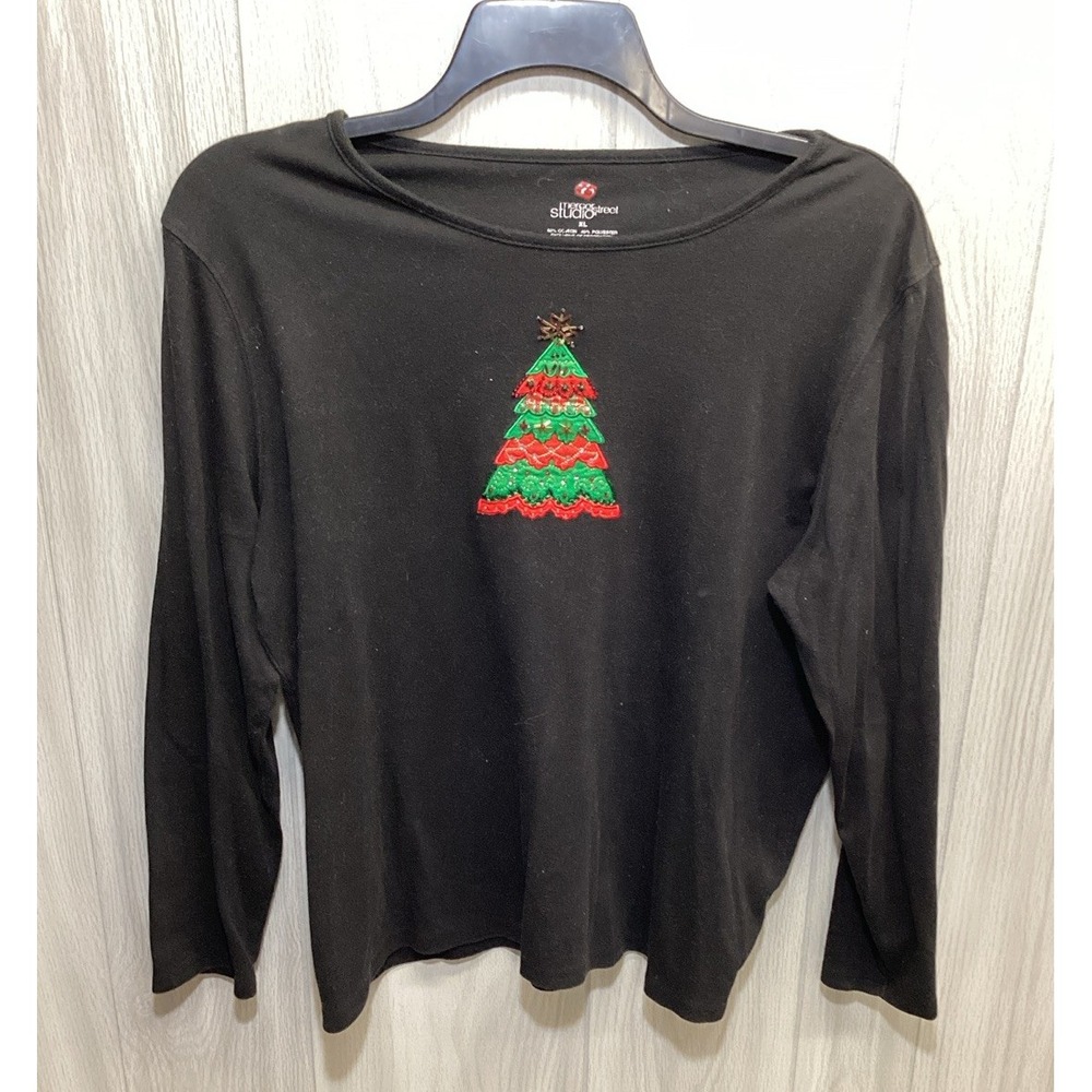MERCER STREET STUDIO Women's (Size‎ XL) Long Sleeve Crew Neck Shirt Christmas